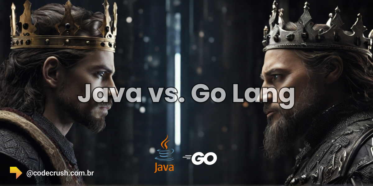 Dois reis se encarando, fazendo analogia ao Java versos Go Lang e a rivalidade que existe entre eles