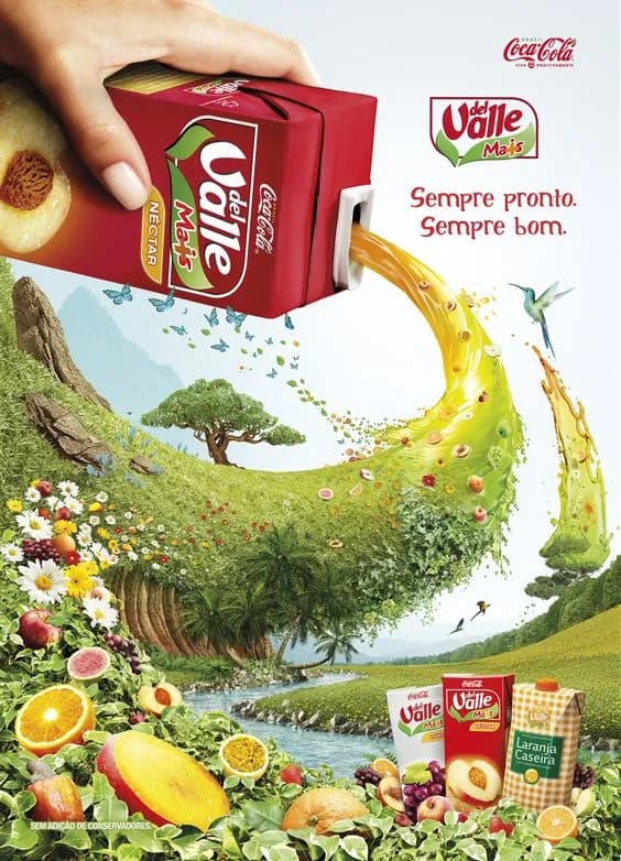 Del Valle Key Visual with nectarine juice forming a region of sweet fruits