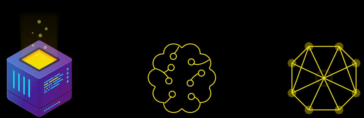 Neural network and Artificial Intelligence icons illustrating Machine Learning applications