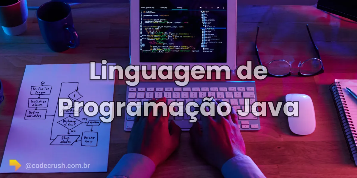 Mãos de um desenvolvedor escrevendo código na linguagem de programação Java