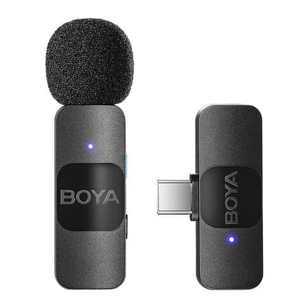 Sistema de Microfone Boya by-v10 Lapela Apenas p/iPhone 15 e Android Usb C