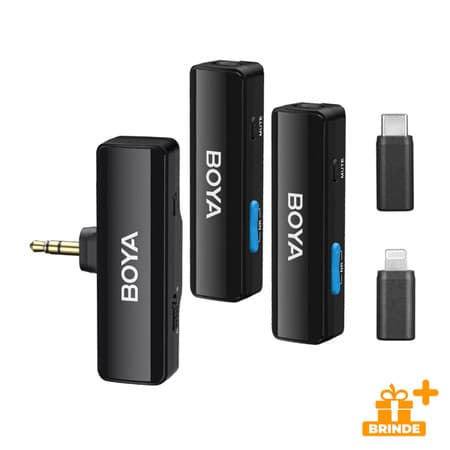 Microfone Lapela Boya Boyalink A2 Usb C/Lightning e 3.5mm Preto