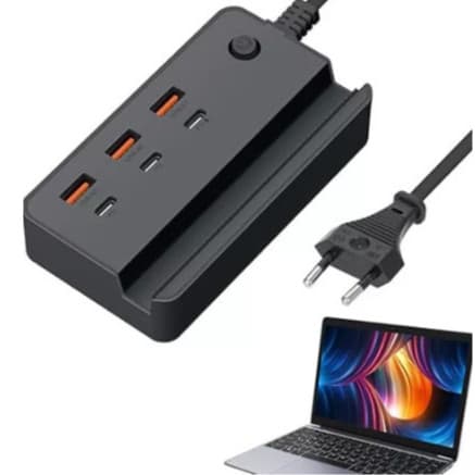 Hub Carregador De Mesa 3 Portas Usb E 3 Portas Tipo C