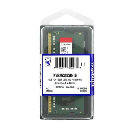 Memória RAM para Notebook DDR4 16GB 2666MHz Kingston - KVR26S19S8/16
