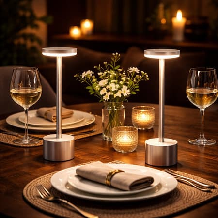 Kit 2 Luminárias de Mesa Candeeiro Led Sem Fio Recarregável