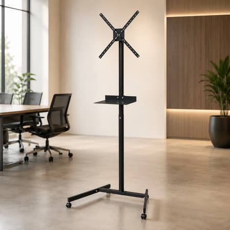 Pedestal Para TV 10 A 60 Polegadas Aço Preto Inclinável Resistente Até 25KG Suporte Notebook SBRR11