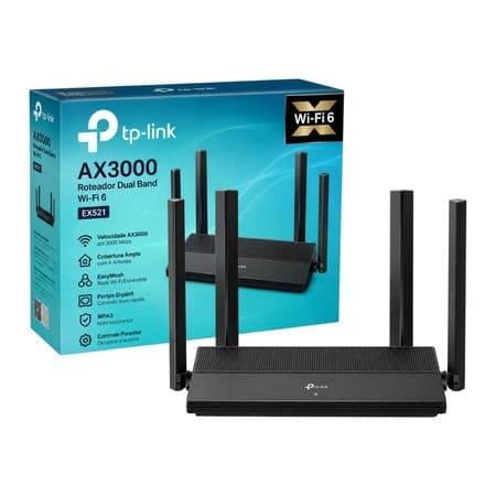 Roteador Tp Link Ex521 Wifi 6 Ax3000 Gigabit 4 Antenas Internet Rapida Casa Escritorio Home Office
