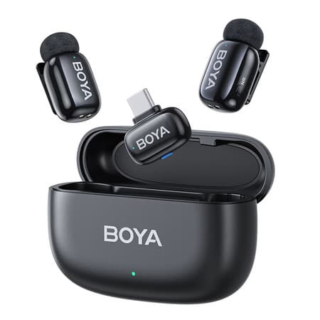 Microfone Sem Fio Boya Boyamini-14 Usb C Lapela Preto