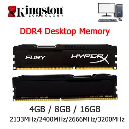 1PCS Kingston HyperX FURY 8GB 16GB DDR3 DDR4 1600MHZ 2400MHZ 2666MHz  Memória RAM Desktop DIMM 288pins