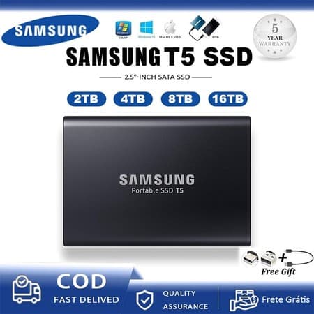 Samsung Original T5 SSD Externo 2TB4TB8TB16TB Grande Capacidade Portátil HDD USB3.1 HD Externo