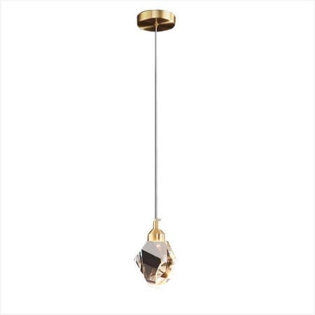 Luminária Pendente Pedra Cristal Lapidada 3w 3 em 1 Sala Quarto Mesa Nobre Luz