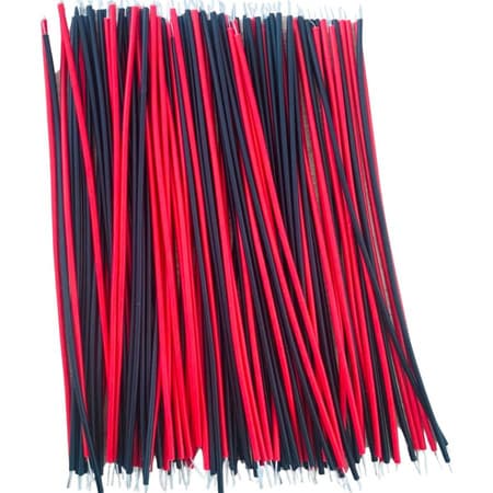 Kit 100 Peças De Jumpers Com Cabo Estanhado 10cm Vermelho E Preto Para Protoboard Prototipagem