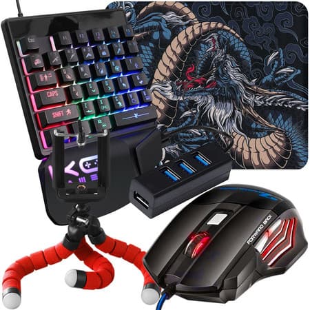 Kit Mobilador Completo de Headset Hub 3.0 Mouse Gamer Led Pad Speed Suporte de Celular