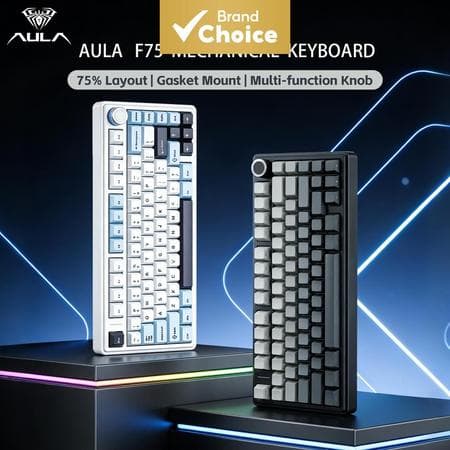 Teclados AULA F75 Bluetooth tri-modo /2.4G sem fio/com fio Teclado Mecânico para PC troca a quente PBT junta 75% layout