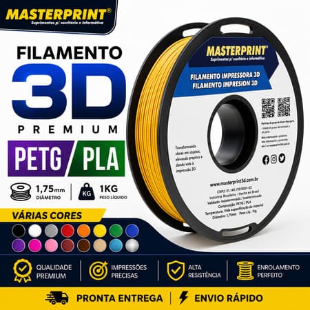 Filamento PETG / PLA MasterPrint Premium 1Kg Impressora 3D Várias Cores