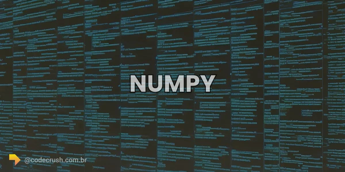 Ilustração da biblioteca NumPy com o nome NumPy cercado por símbolos de programação Python