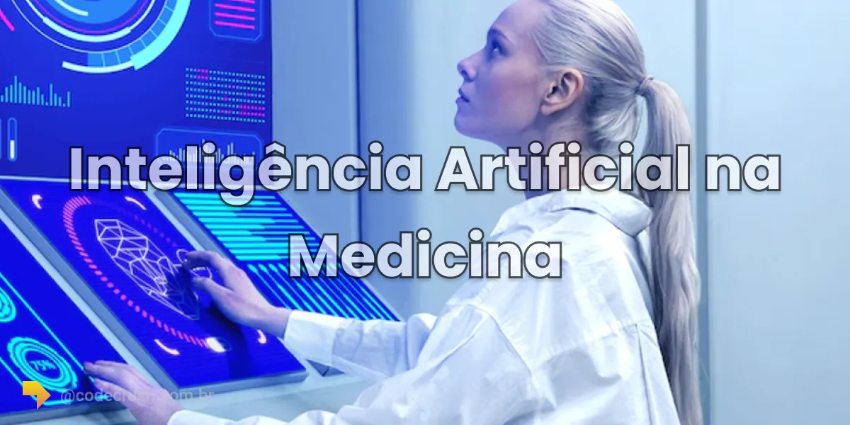 mulher loira usando um super computador com inteligência  artificial