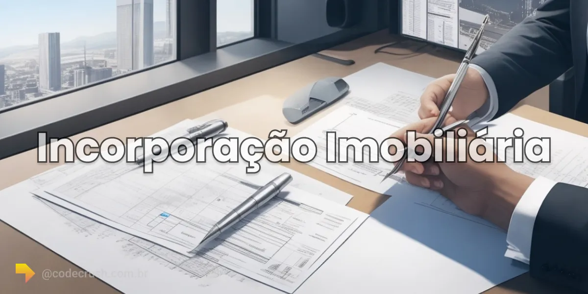 Imagem retrata uma mesa com alguns contratos relacionados a Incorporação Imobiliaria e a contratos de alocação. Há dois braços que estao assinando esses contratos