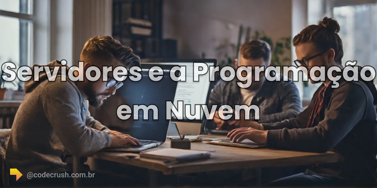 Desenvolvedores estudando programação em nuvem e servidores AWS em frente a monitores