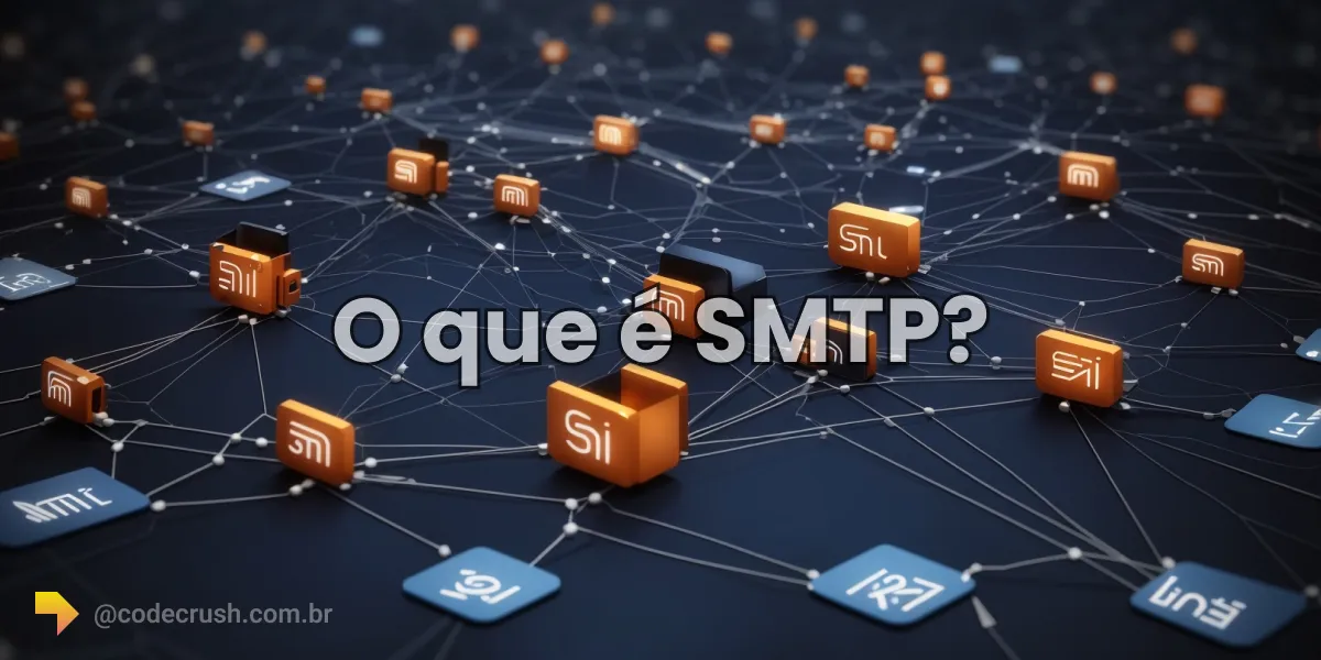 Rede de servidores interconectados representando o protocolo SMTP de envio de e-mail na Internet