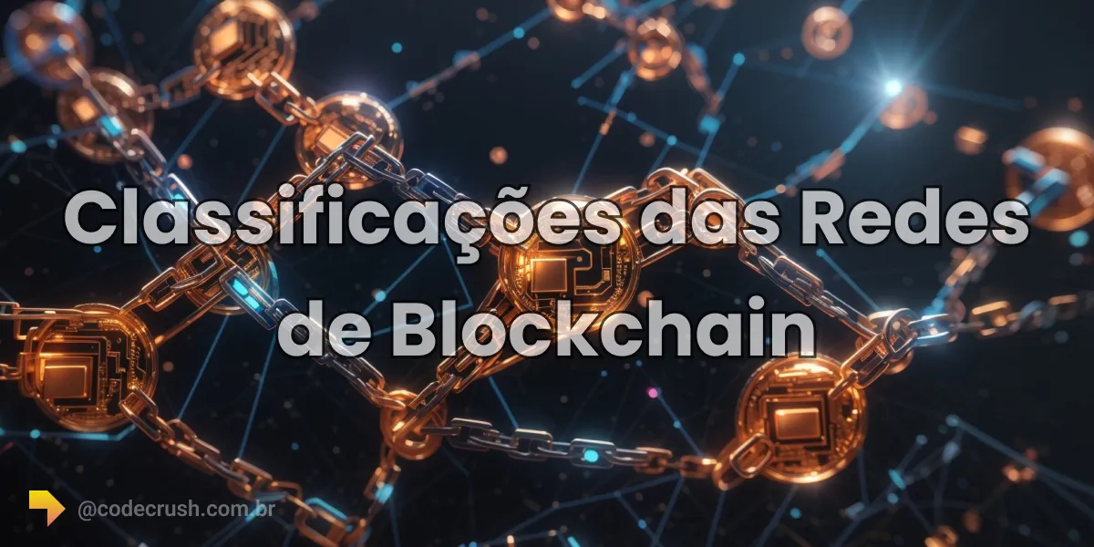 Diversos nós tecnológicos conectados representando os tipos de rede blockchain